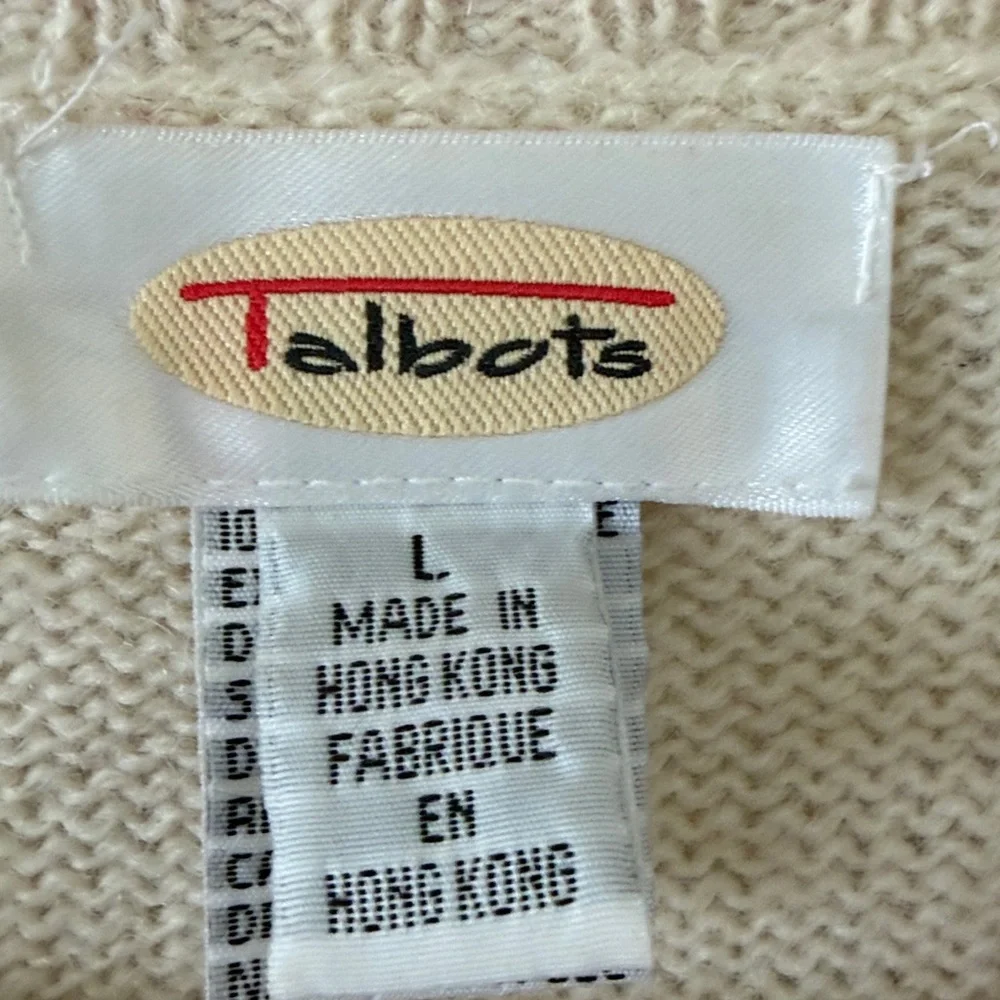 Talbots Christmas Stocking Hearts Mistletoe Cardigan Sweater Size‎ Large - Picture 3 of 5